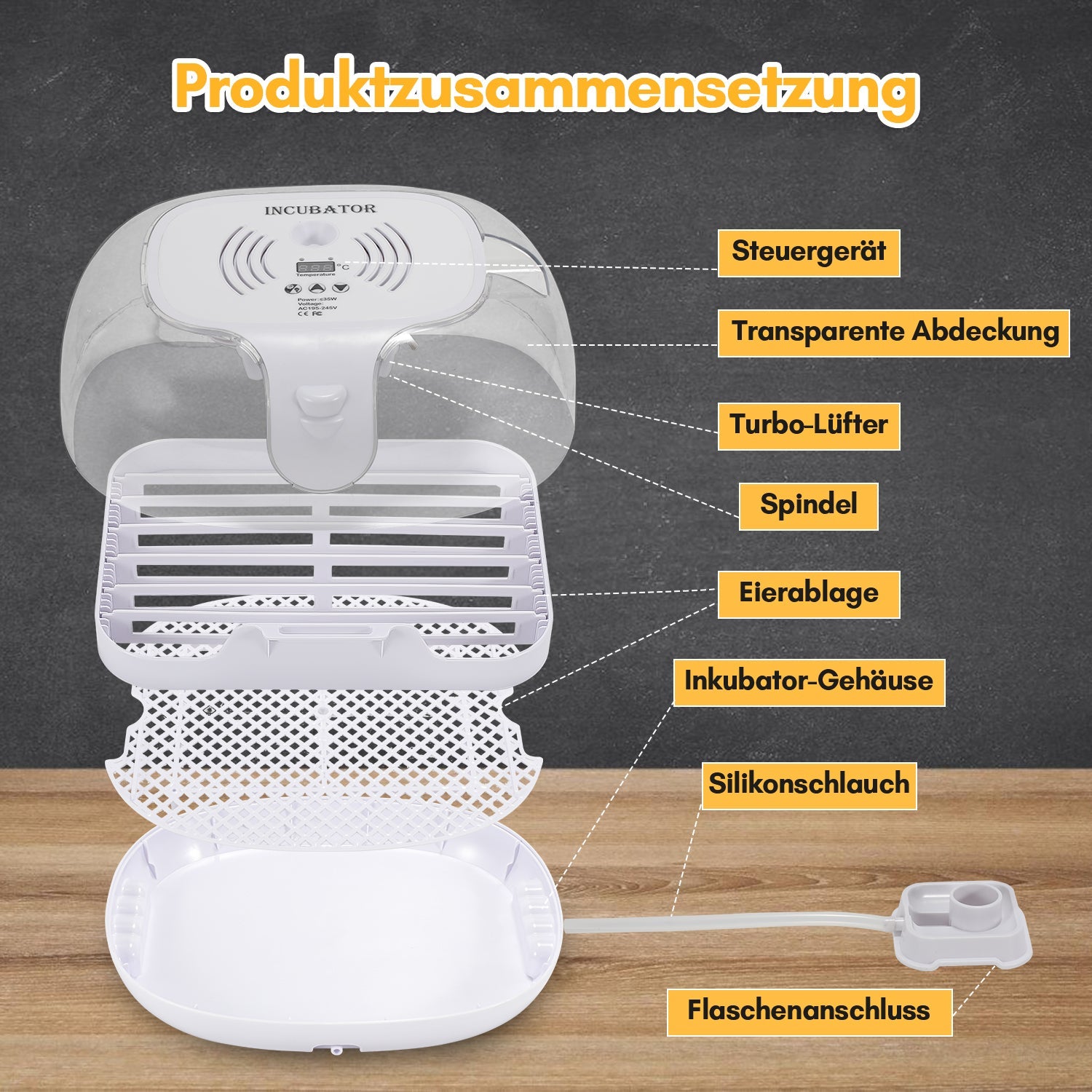 Cosmo Go Brutautomat Vollautomatisch Inkubator für Hühner 16 Eier