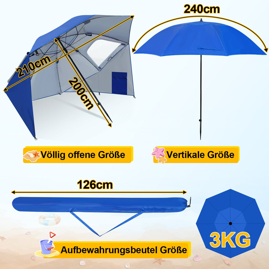Cosmo Go 210cm Sonnenschirm Strandmuschel 2 in 1