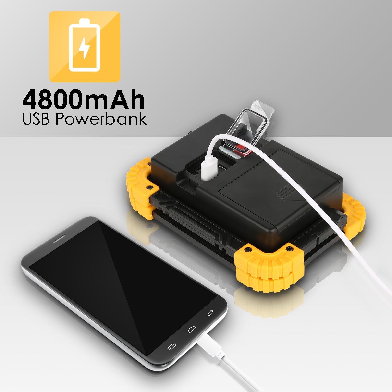 Cosmo Go LED Baustrahler Akku 30W Kaltweiß mit USB Ausgang-Ports