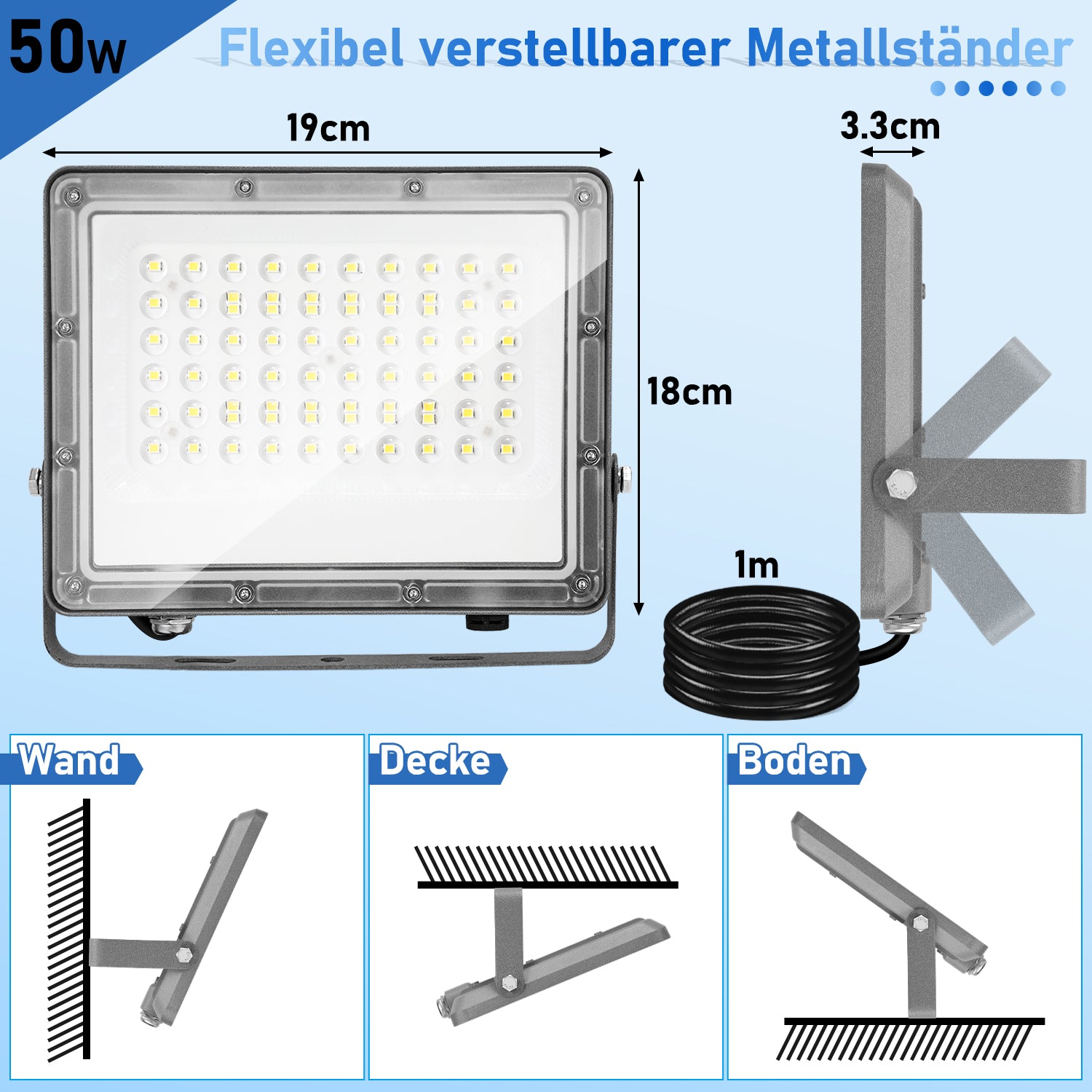 Cosmo Go LED Außenstrahler Kaltweiß IP65 50W-200W