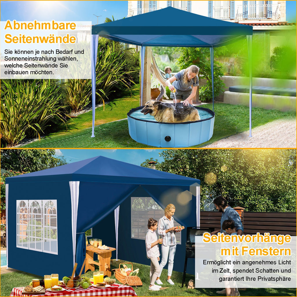 Cosmo Go Pavillon 3x3m Partyzelt Wasserdicht mit Seitenteilen