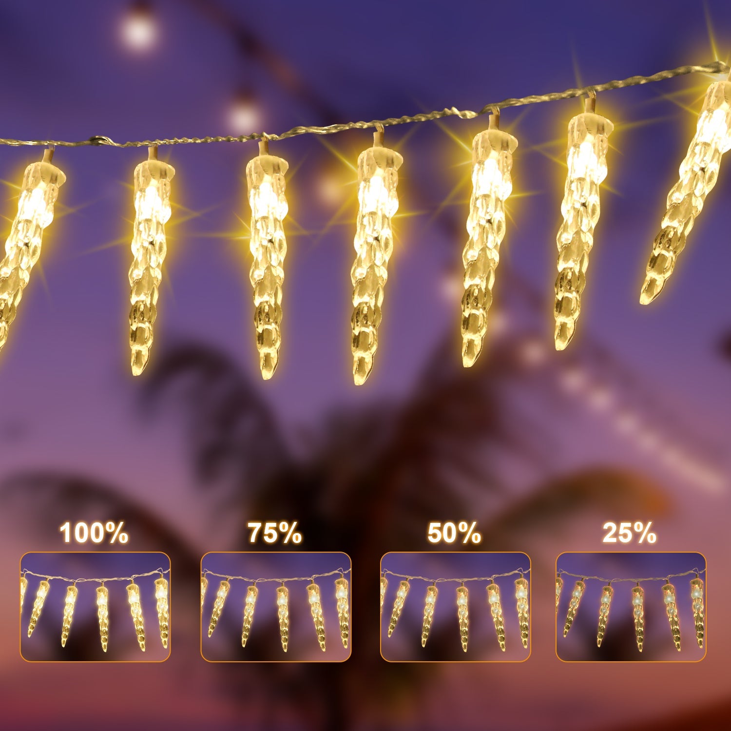 Cosmo Go Solar Eiszapfen Lichterkette mit Fernbedienung 10m