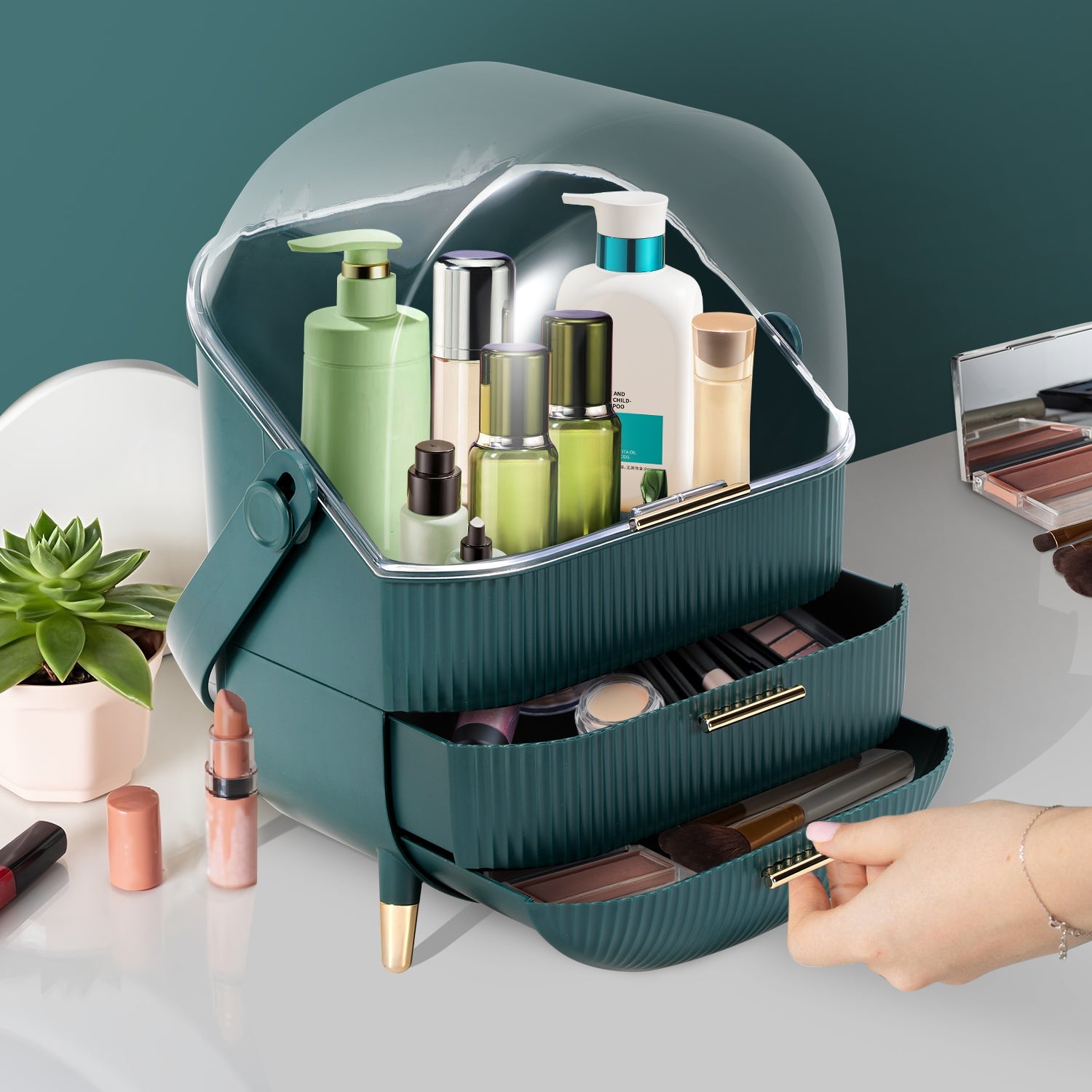 Cosmo Go Kosmetik Aufbewahrungsbox 3-lagig mit Deckel