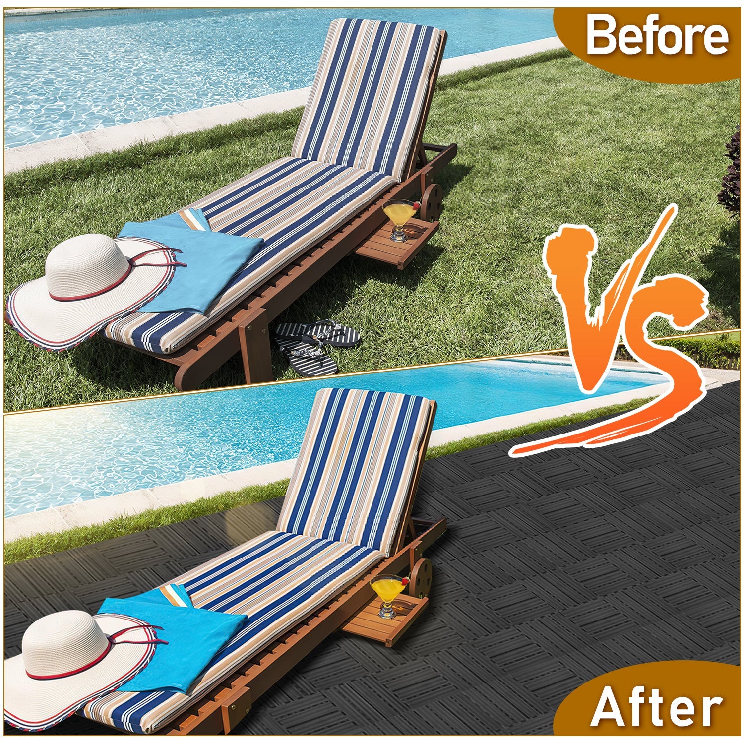 Cosmo Go WPC Terrassenfliesen 30x30 cm 11er Set in Holzoptik