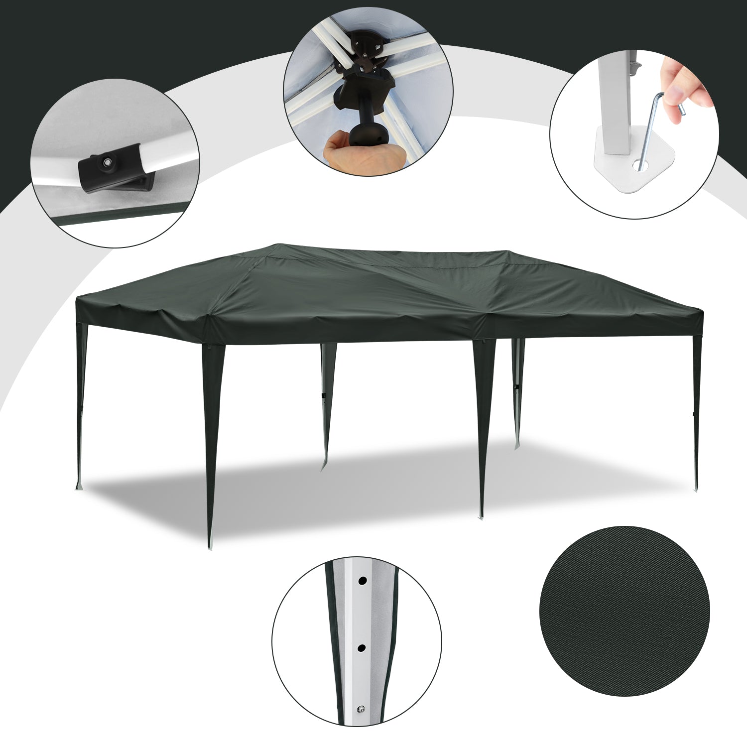 Cosmo Go Pop-Up Pavillon Gazebo mit Zentralverriegelung 3x6m