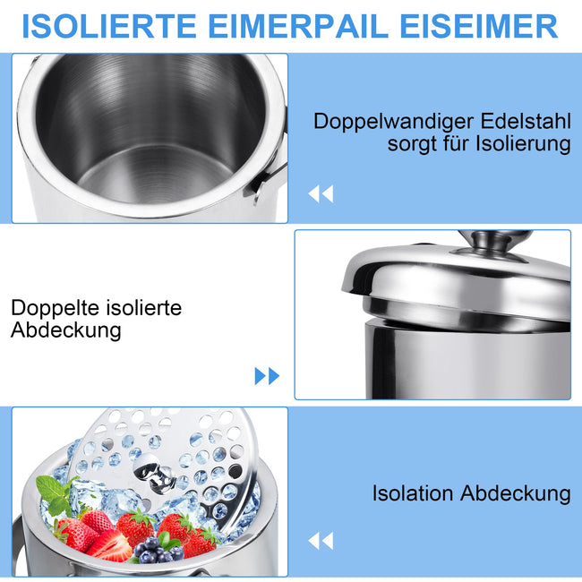 Cosmo Go Eiskühler Eiseimer Edelstahl mit Deckel Main Image