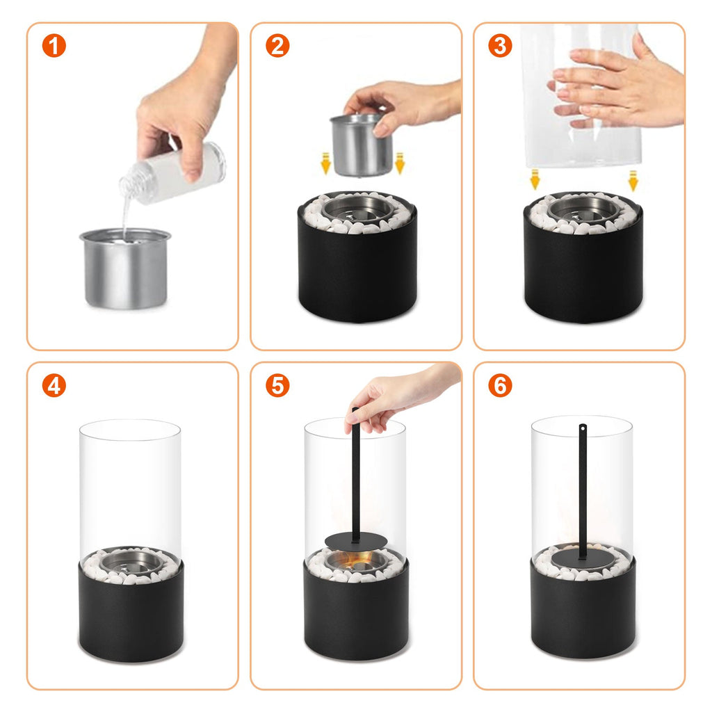 Table Fireplace Bioethanol Tabletop Fireplace Portable Round