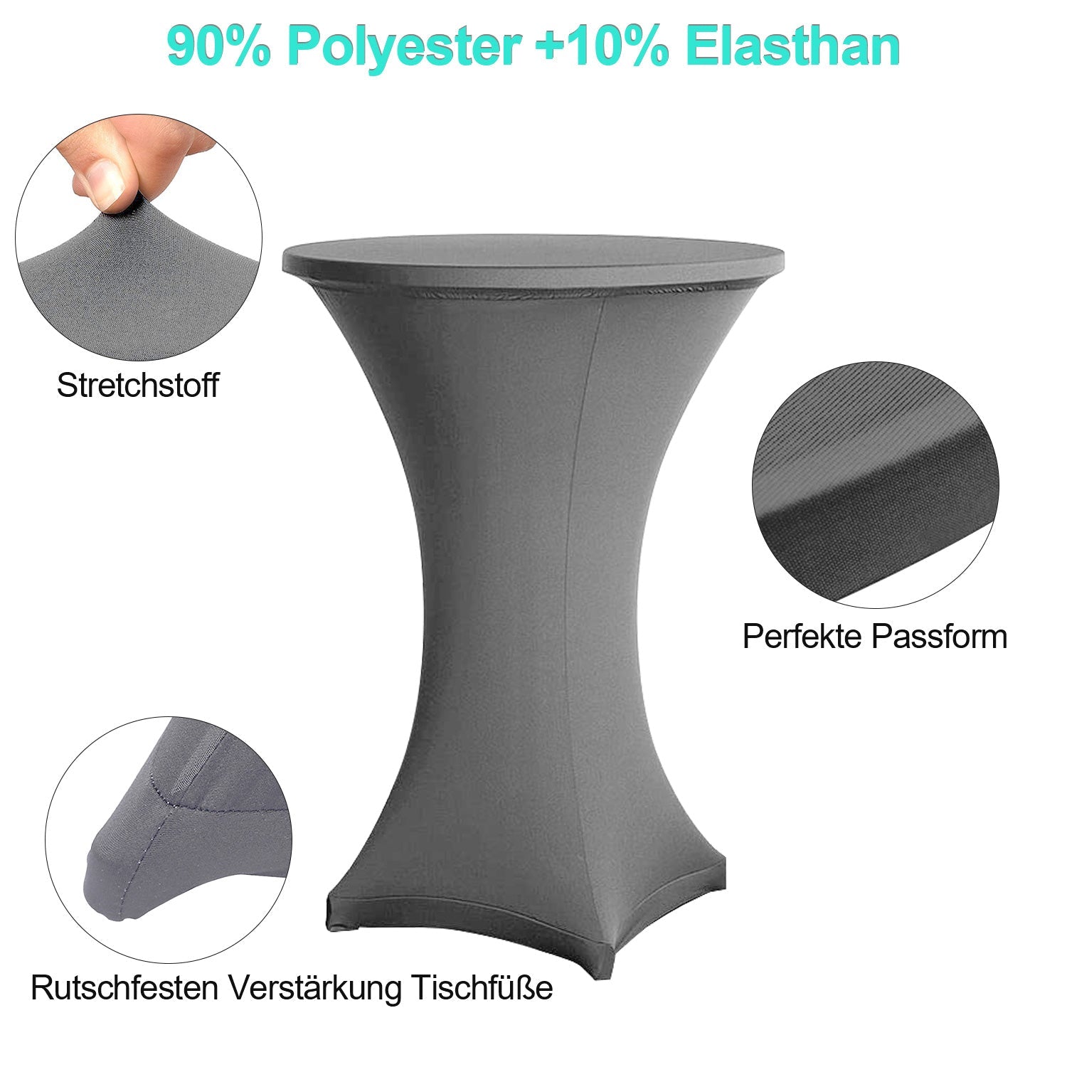 Cosmo Go Stehtischhusse Stretch Tischdecke Grau