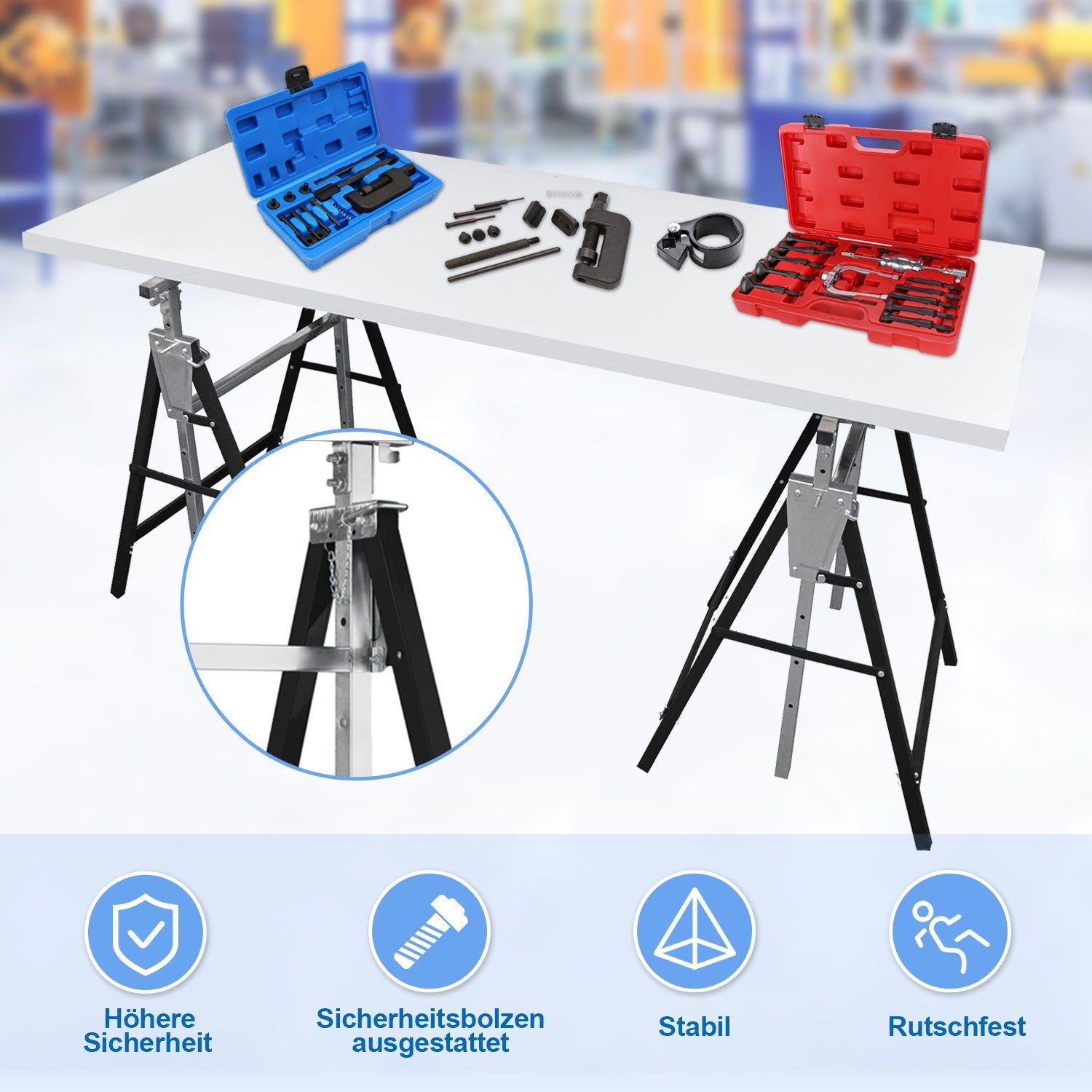 Cosmo Go 2x Gerüstbock Klappbock 7-fach höhenverstellbar Schwarz