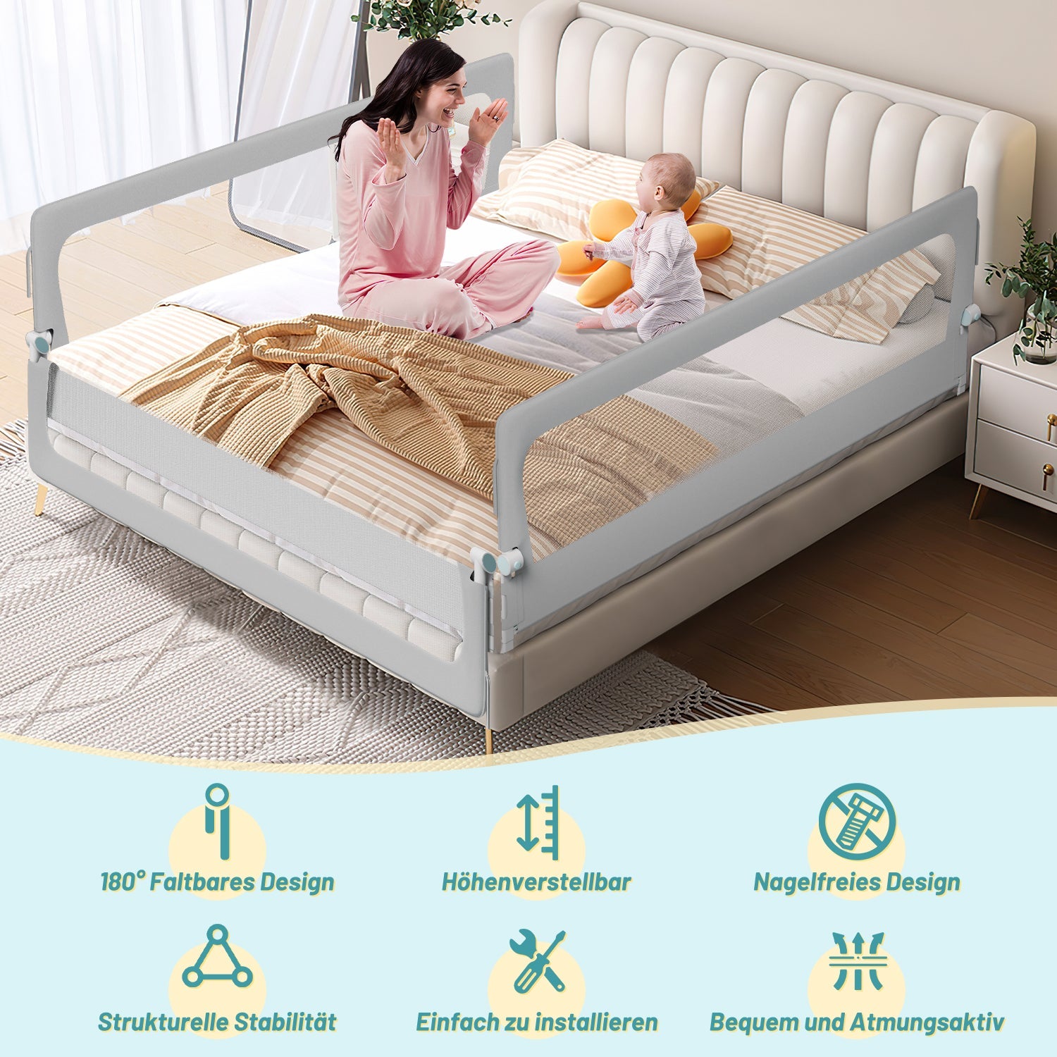 Cosmo Go Bettgitter Rausfallschutz Klappbar Höhenverstellbar