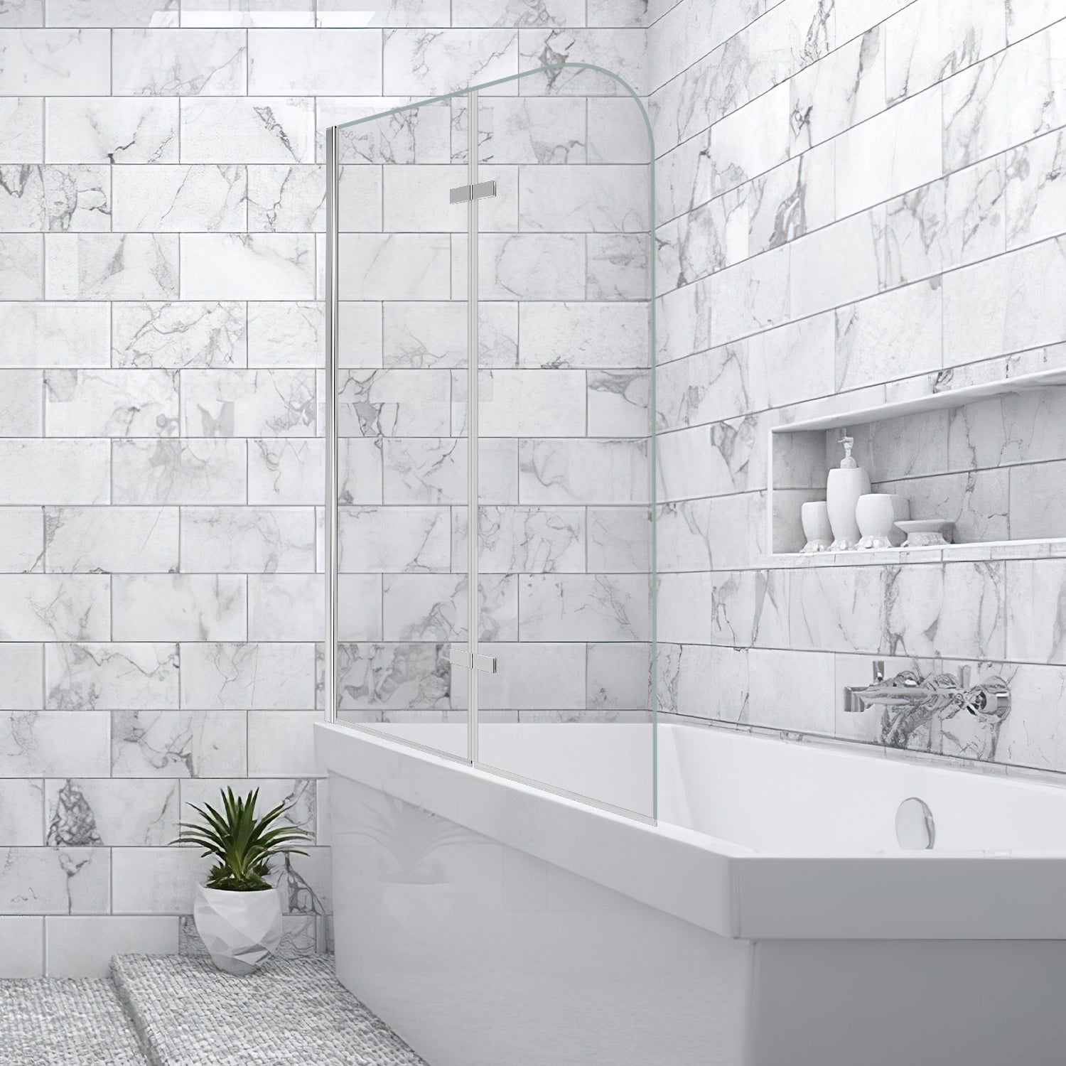 Cosmo Go Duschwand für badewanne Faltbare Glas Duschtrennwand