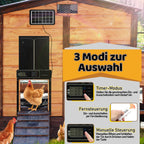 Cosmo Go Hühnerklappe Automatische Solar mit LED Display und Fernbedienung