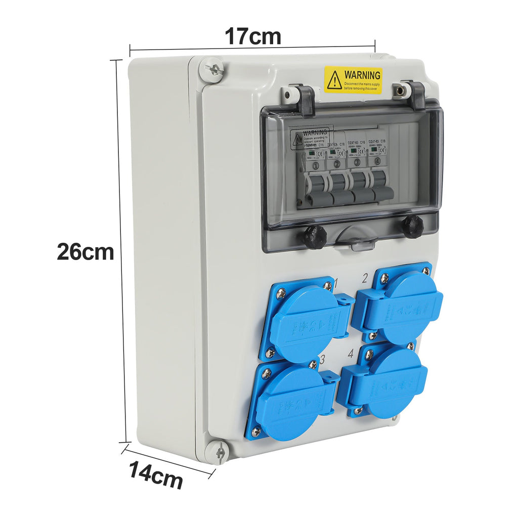 Cosmo Go Wandverteiler mit 4xSchuko-Steckdose16A 250V, 4xCEE Steckdosen 16A 1P