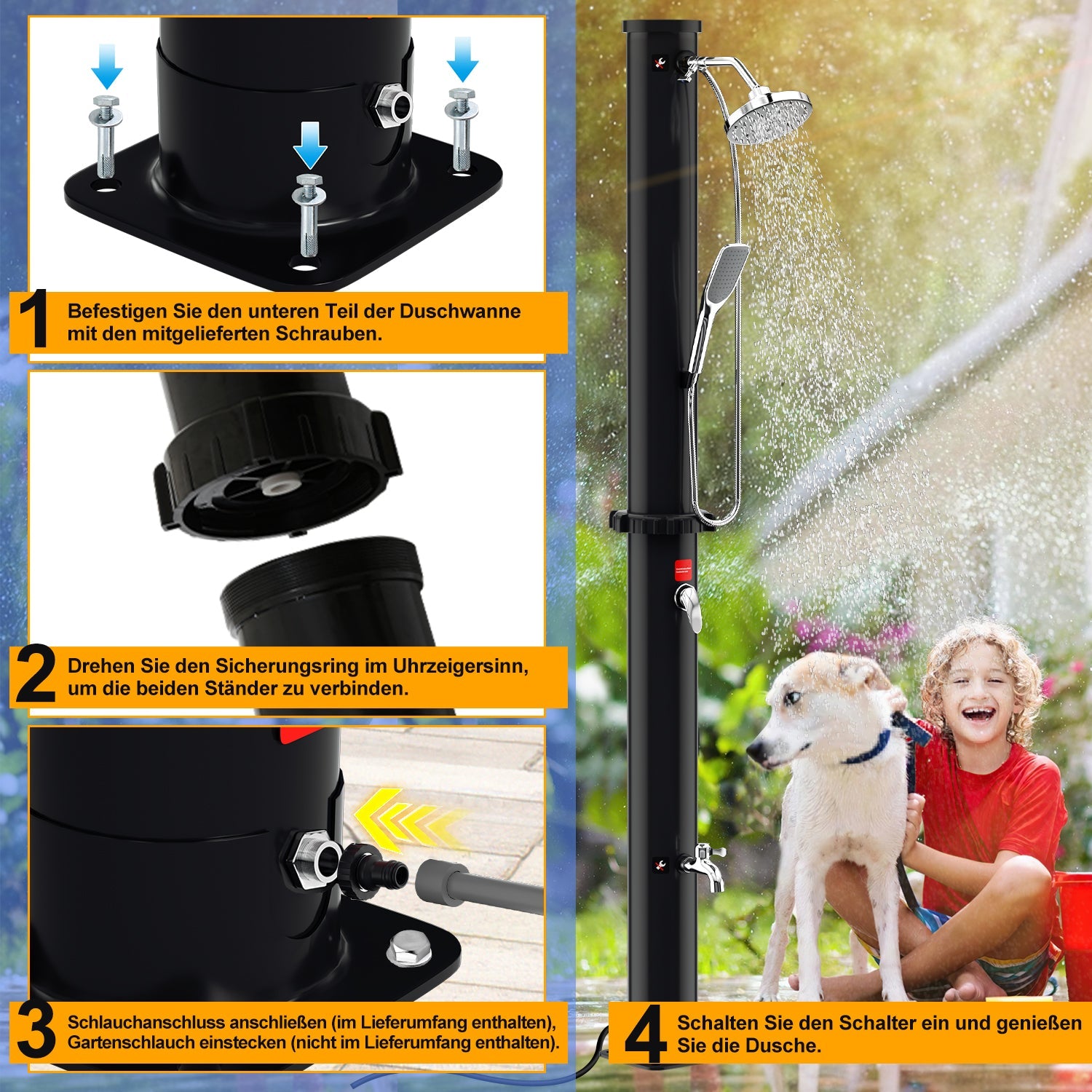 Cosmo Go 20L Solardusche mit Duschkopf Inkl Schutzhaube und Handbrause