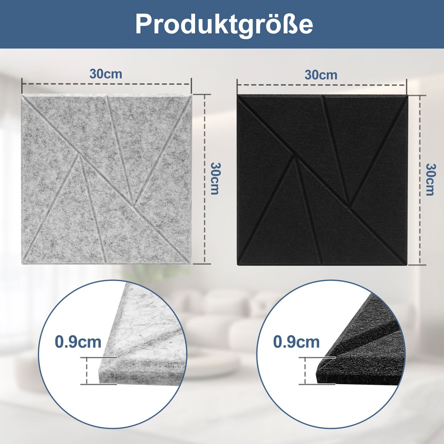 Cosmo Go Akustikplatten Wandpaneele Selbstklebend 12/18 Stück Quadratisch Dreieck