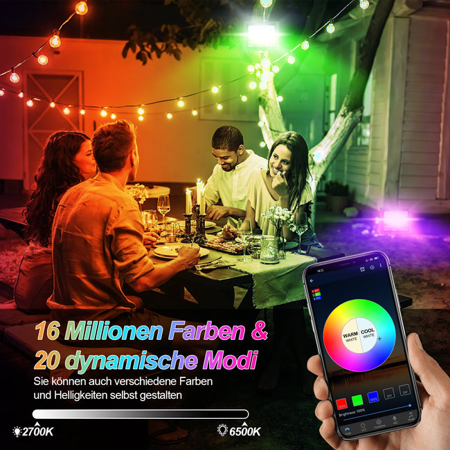Cosmo Go RGB LED Strahler 50W 2 Stück Bluetooth APP-Steuerung Main Image
