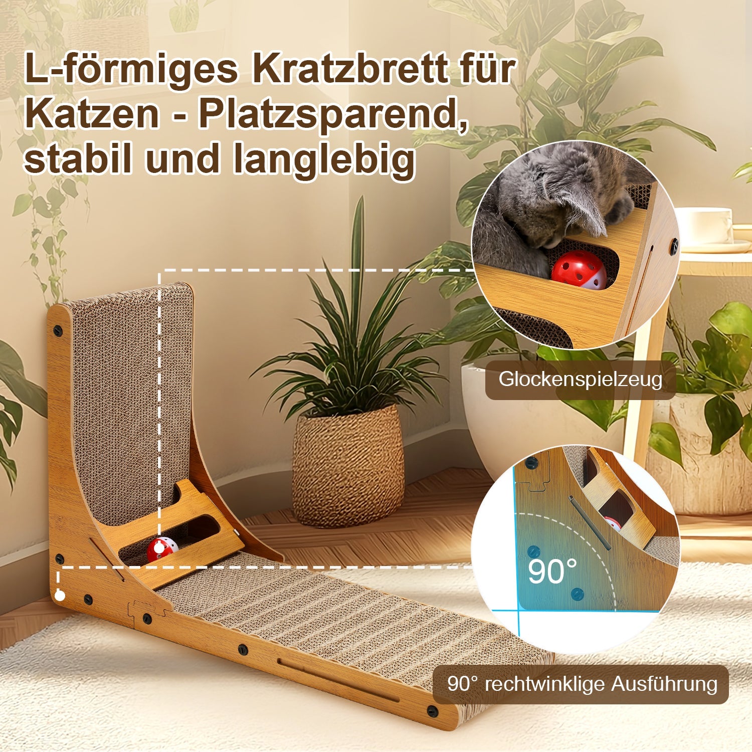 Cosmo Go Katzen Kratzbrett L förmig Kratzpappe