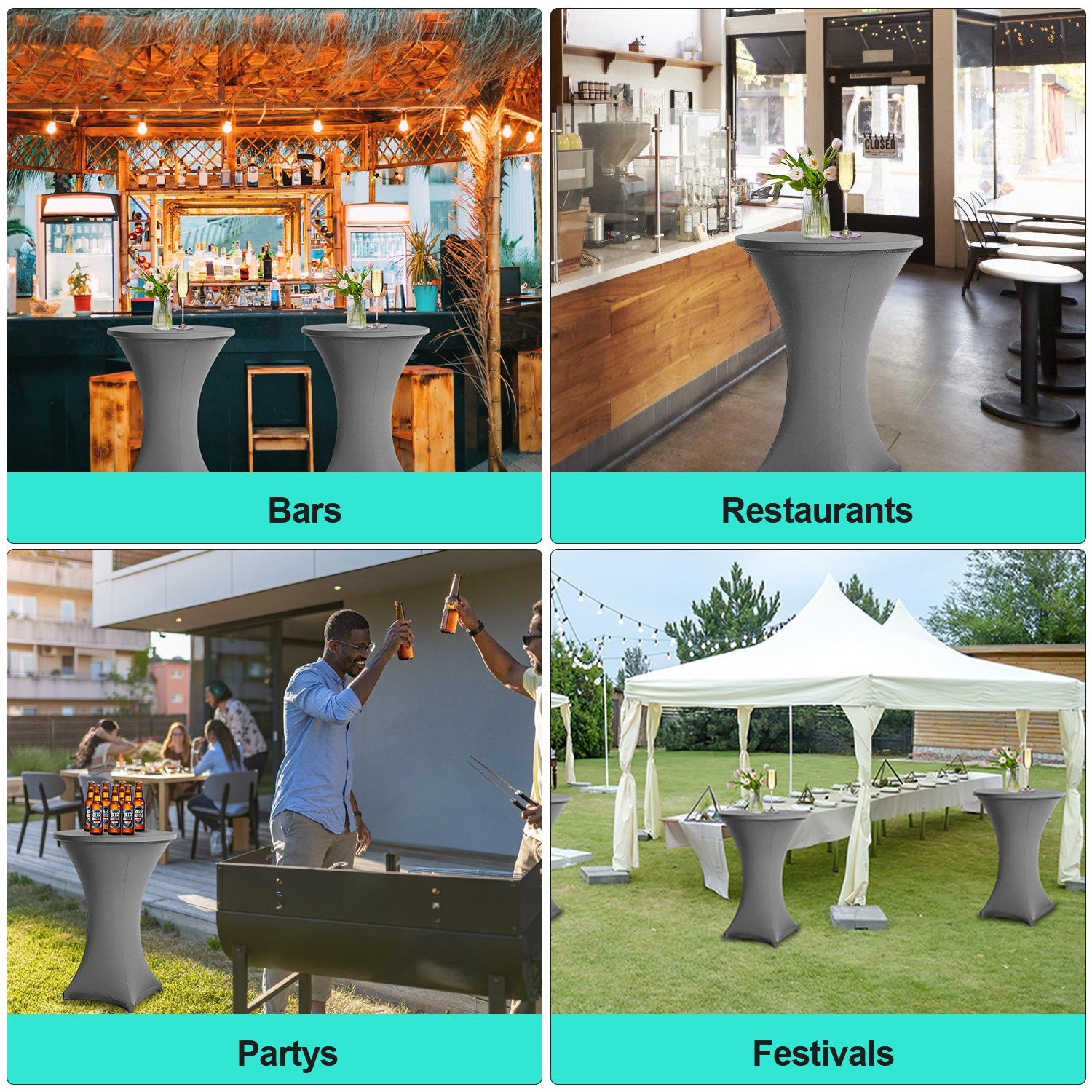 Cosmo Go Stehtischhusse Stretch Tischdecke Grau