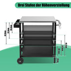 Cosmo Go Grillwagen Grilltisch Höhenverstellbar mit 3 Ablagen BBQ