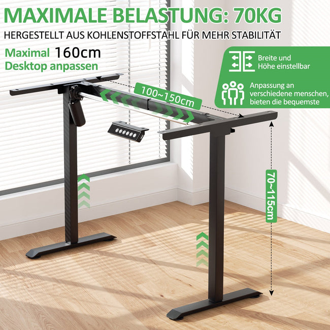 Cosmo Go Höhenverstellbarer Schreibtisch Elektrisch Tischgestell bis 70kg belastbar Main Image