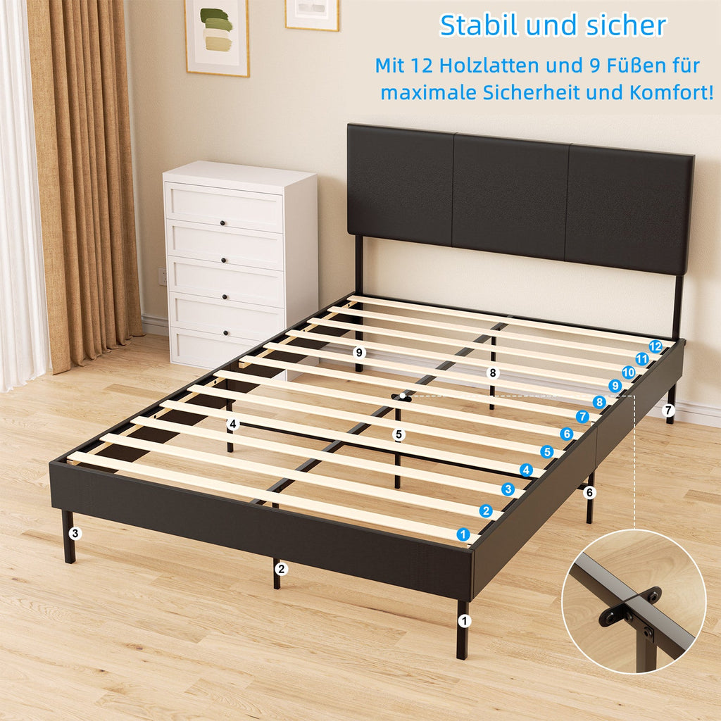 Cosmo Go Polsterbett Bettgestell mit Kopfteil Leder
