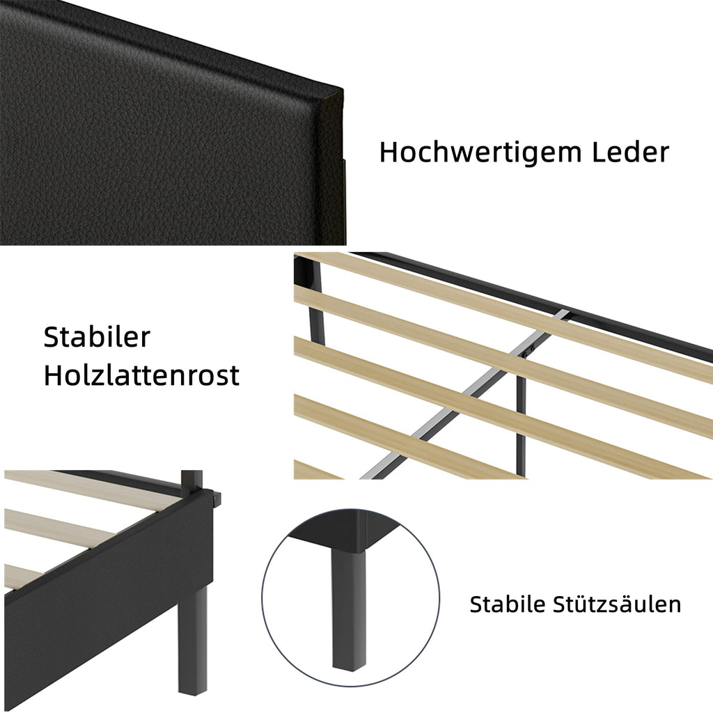 Cosmo Go Polsterbett Bettgestell mit Kopfteil Leder