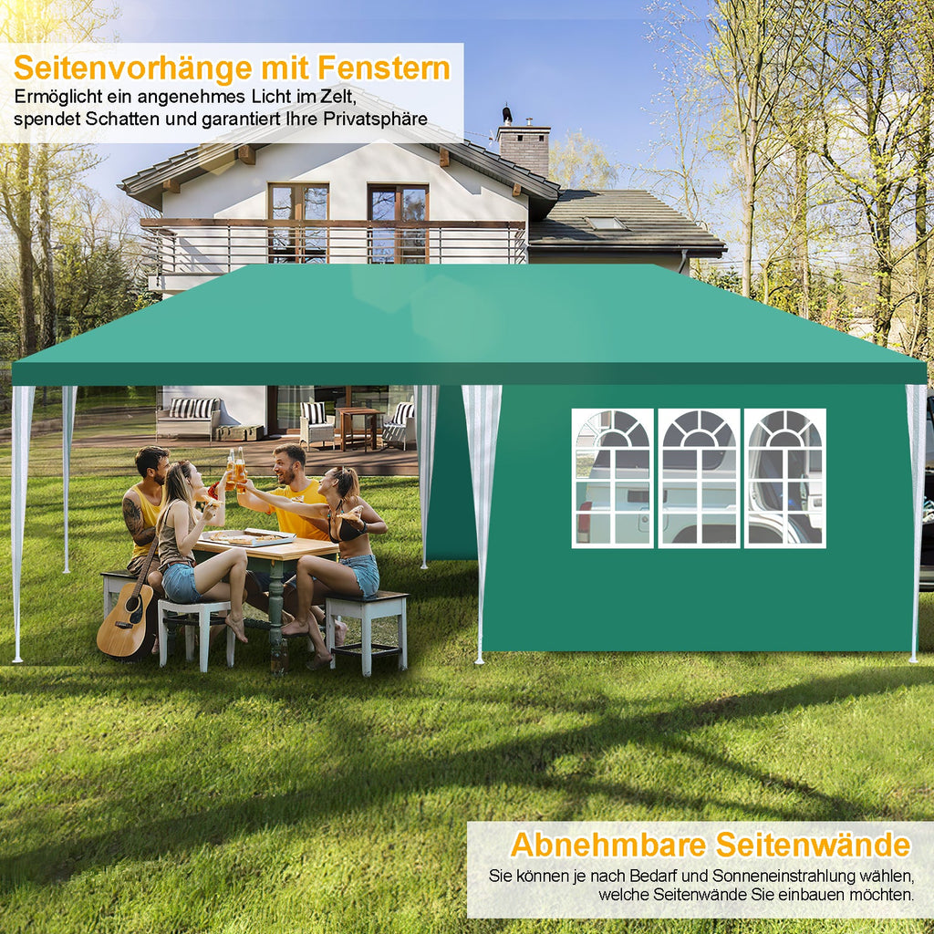 Cosmo Go Pavillon 3x6m Partyzelt Wasserdicht mit Seitenteilen