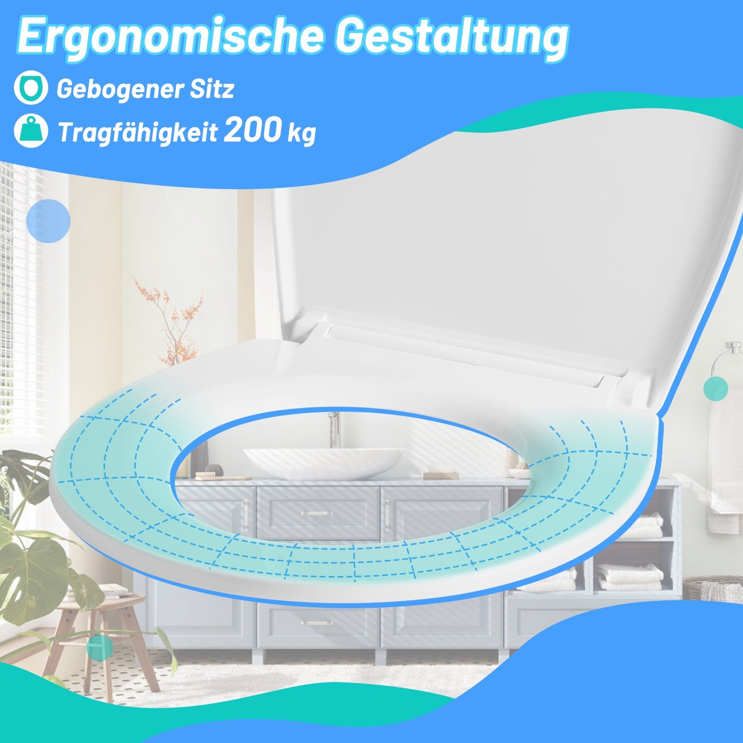 Cosmo Go Toilettendeckel WC Sitz mit Absenkautomatik O-Form