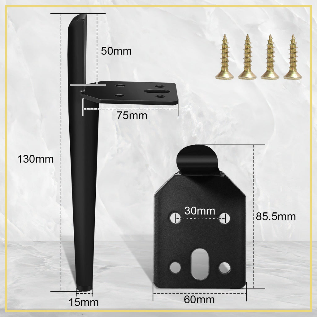 Cosmo Go 4er Set Metall Möbelfüße Schrankfüße Schwarz