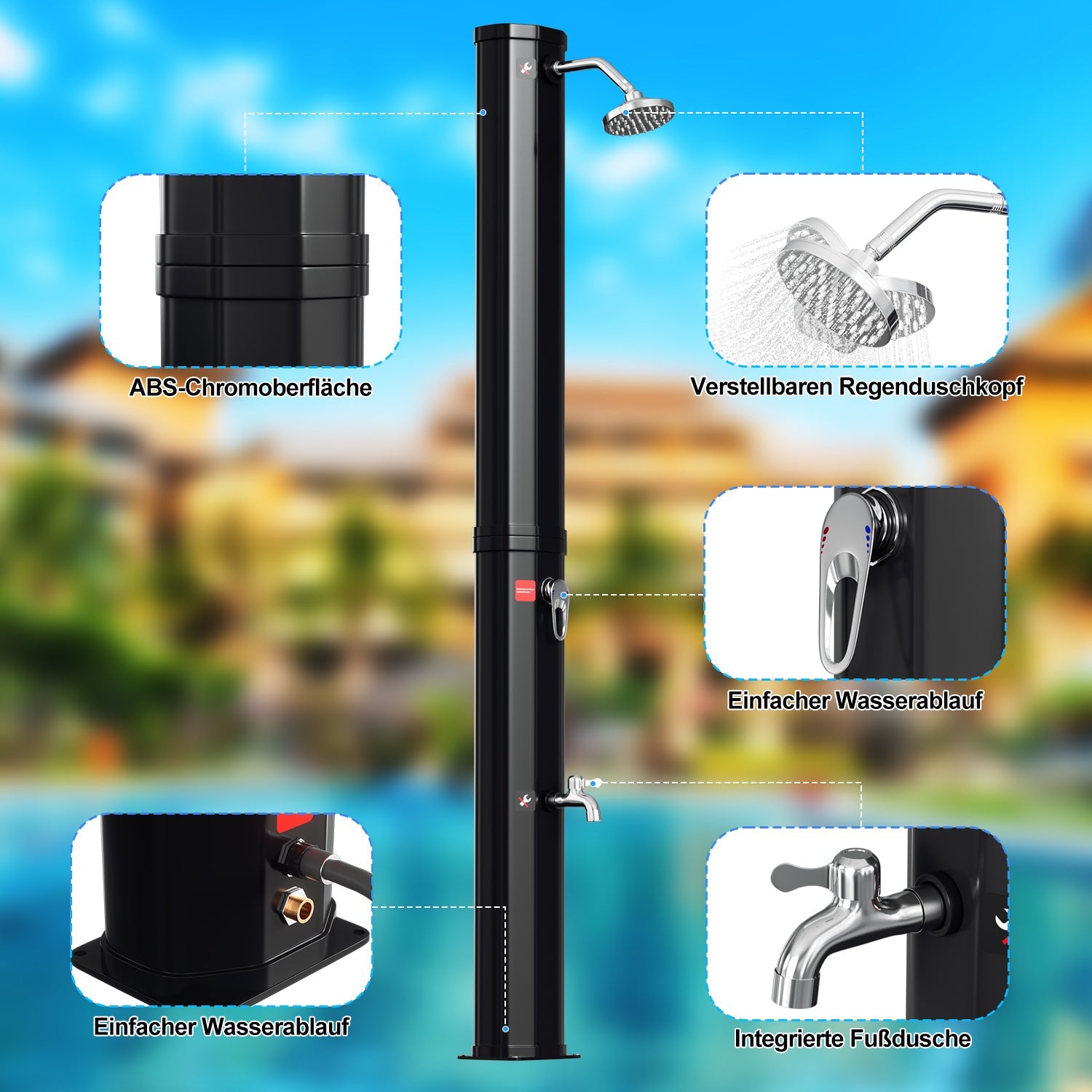 Cosmo Go Solardusche 35L Solardusche Gartendusche Inkl. Schutzhaube