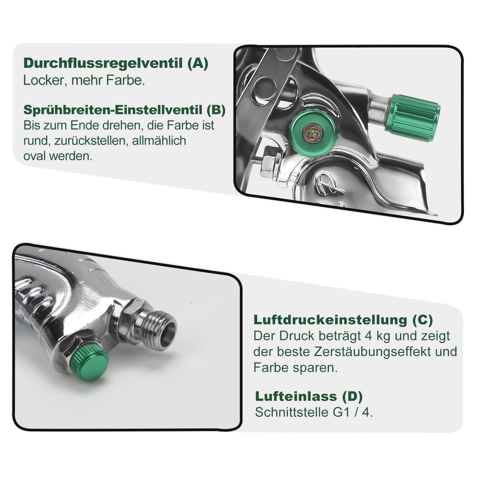 Cosmo Go HVLP Lackierpistole Spritzpistole Set mit Edelstahldüs