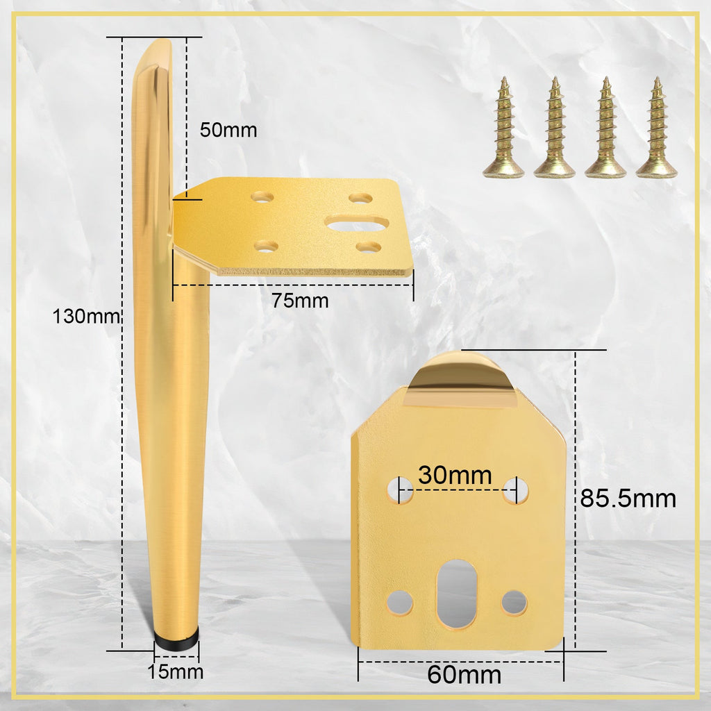 Cosmo Go 4er Set Metall Möbelfüße Schrankfüße Gold