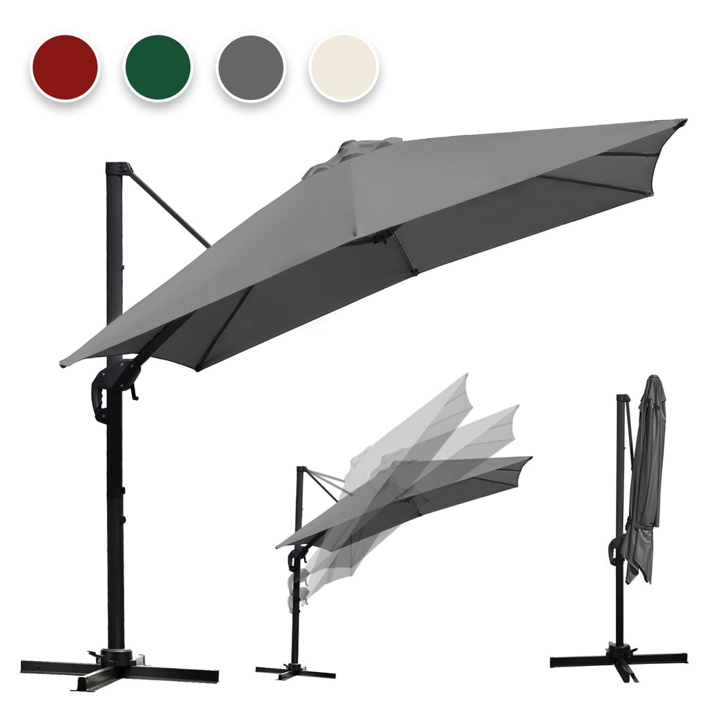 Cosmo Go Ampelschirm 300 x 300 cm Sonnenschirm 360° Drehbar