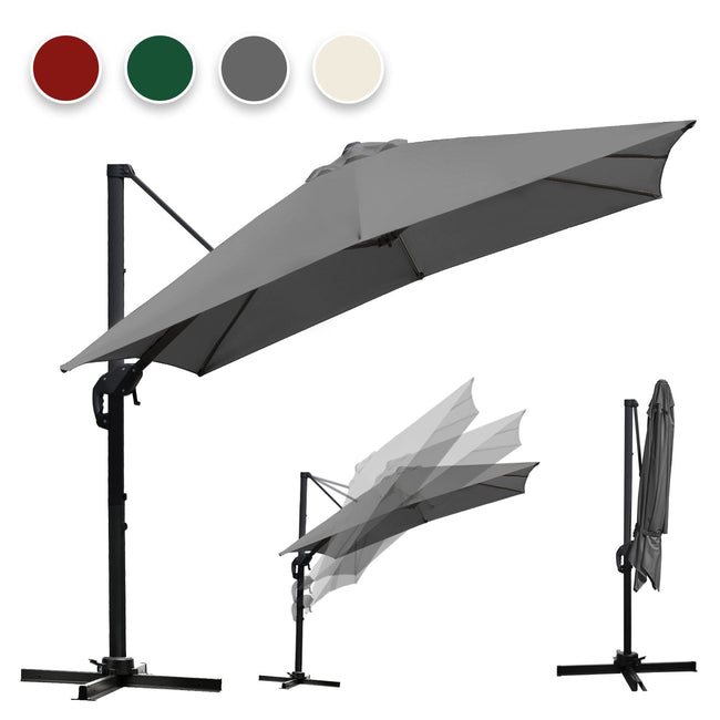 Cosmo Go Ampelschirm 300 x 300 cm Sonnenschirm 360° Drehbar Hover Image