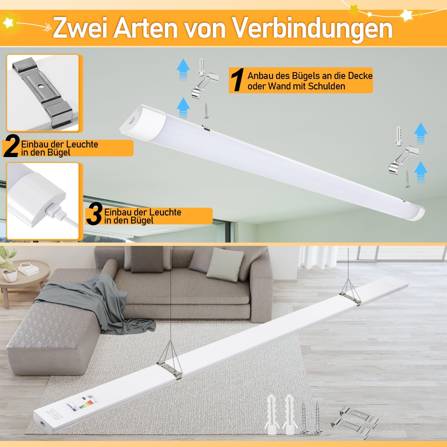 Cosmo Go LED Feuchtraumleuchte Neutralweiß 18W/36W/48W