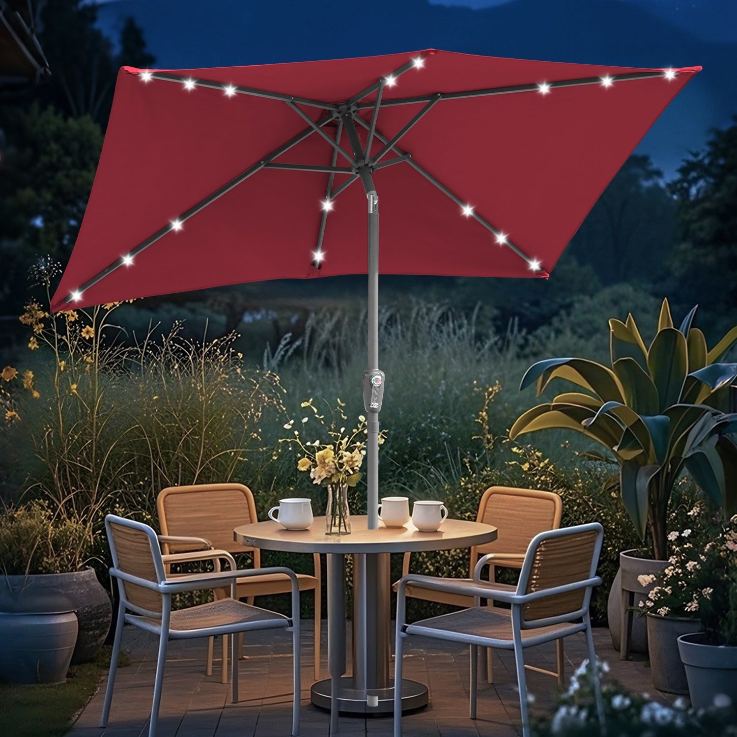 Cosmo Go Sonnenschirm 210x140 / 300x200cm Rechteckig mit LED Solar