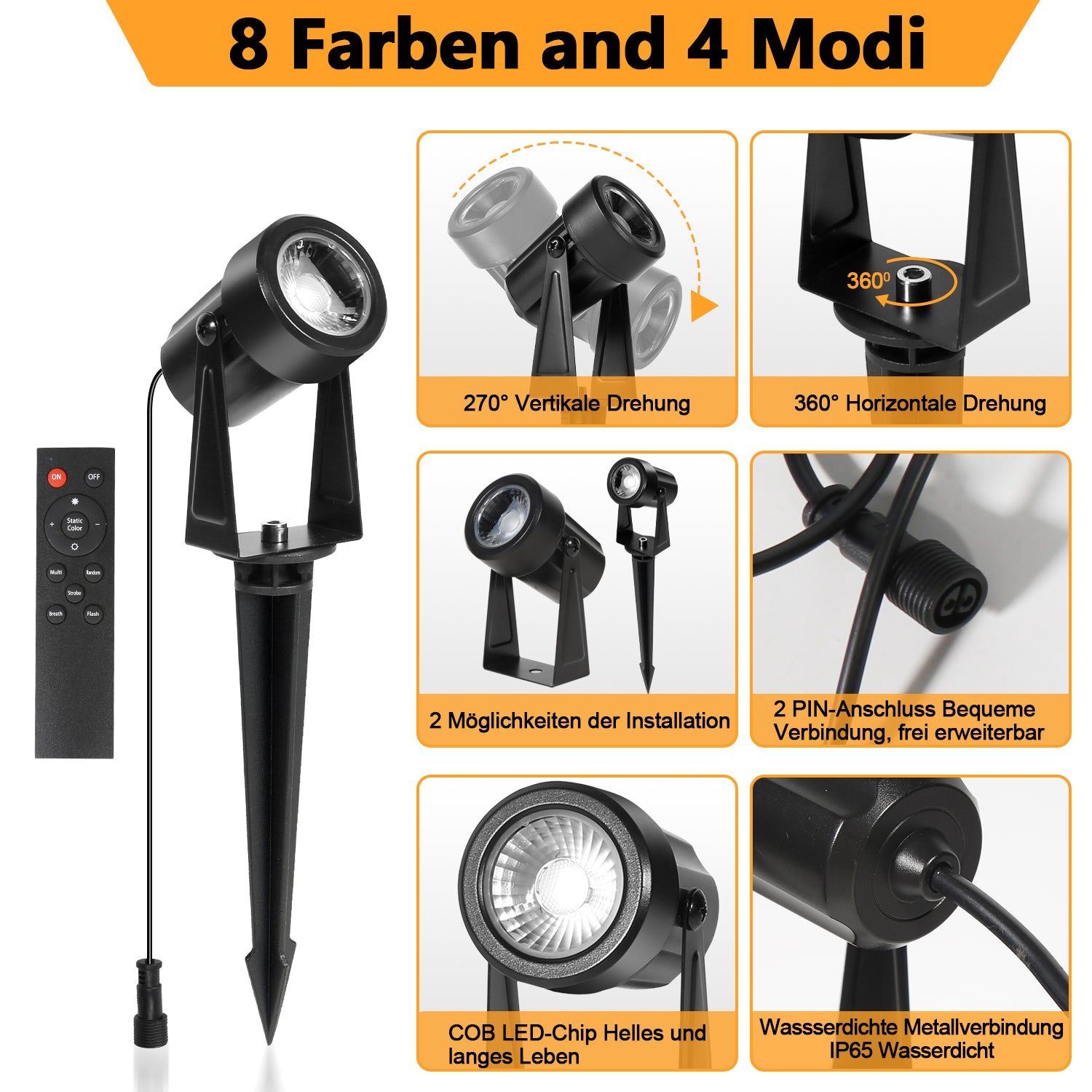 Cosmo Go LED Gartenbeleuchtung RGB 6er Set