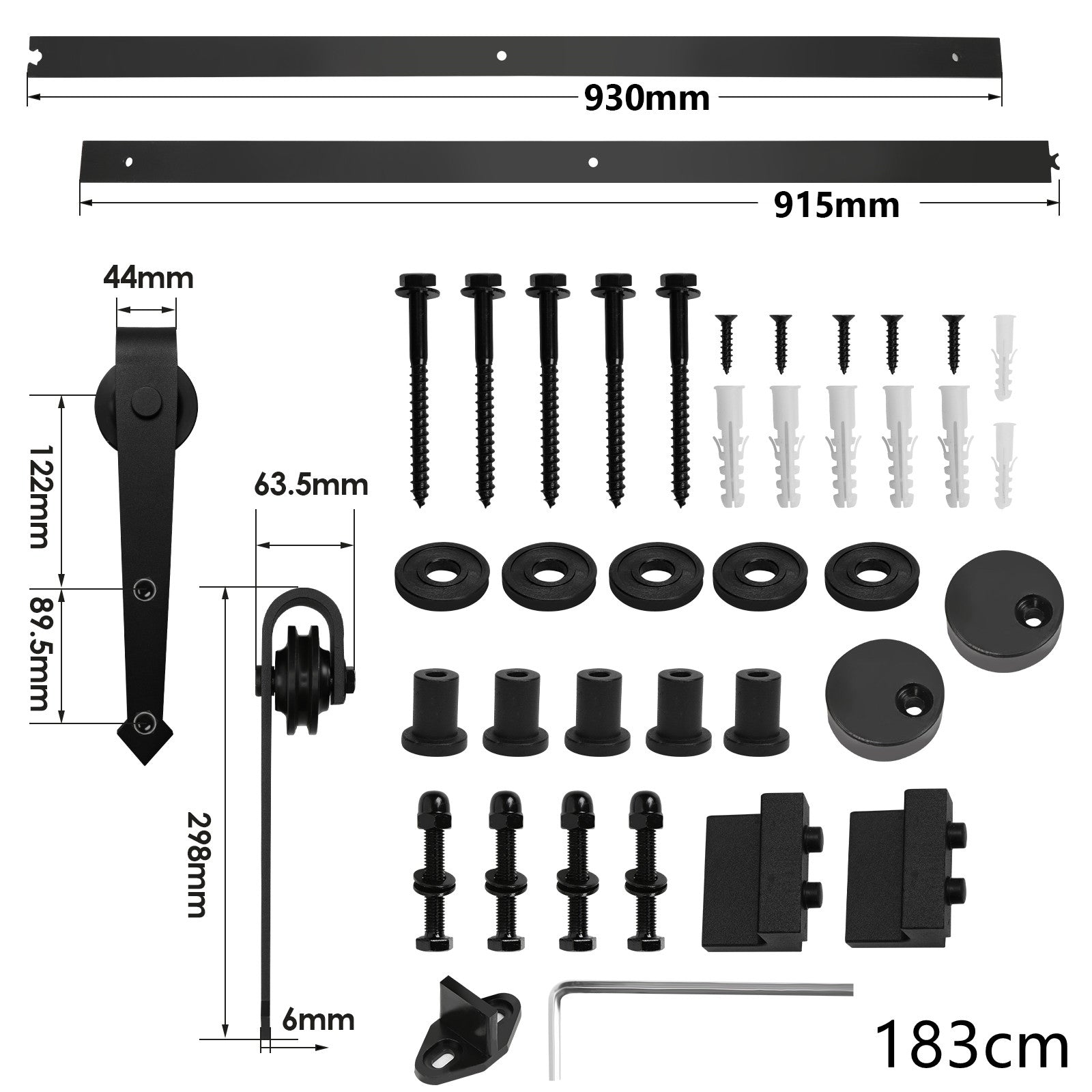 Cosmo Go Schiebetürbeschlag Set Schiebetürsystem 152cm/183cm/200cm/244cm/363cm