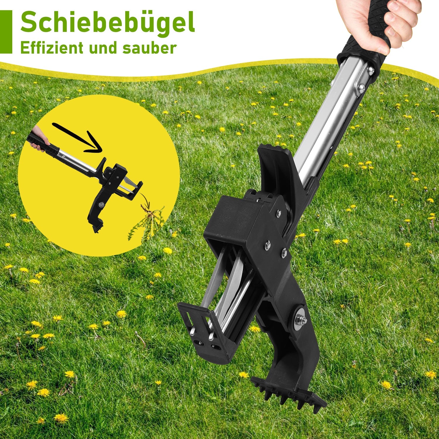 Cosmo Go Unkrautstecher Löwenzahnstecher mit Stiel,Auswerfer und Fußpedal