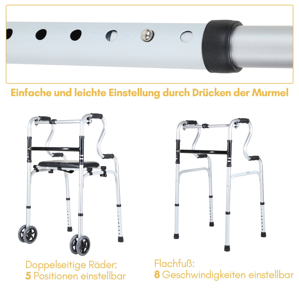 Cosmo Go Gehhilfe Leicht Rollator aus Aluminium bis 180 kg