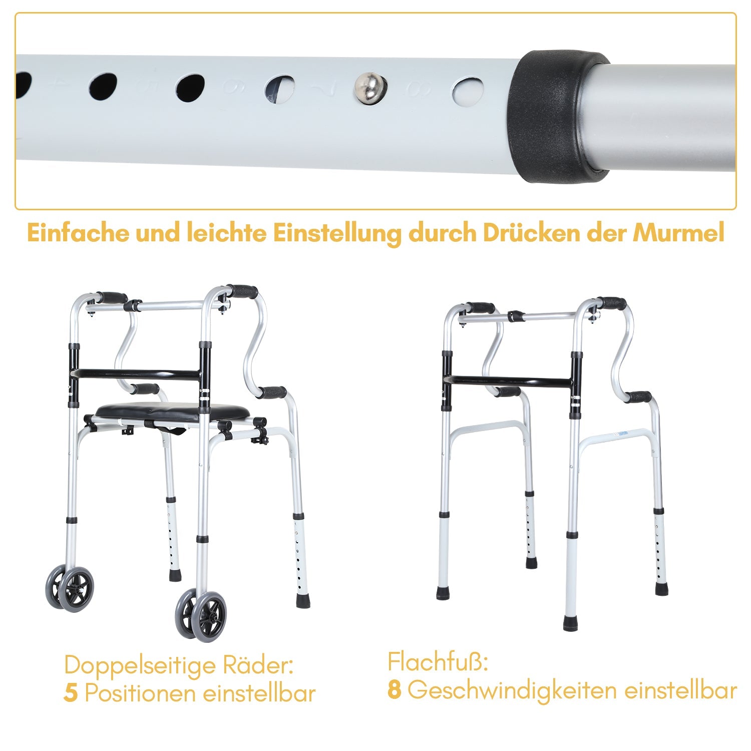 Cosmo Go Gehhilfe Leicht Rollator aus Aluminium bis 180 kg