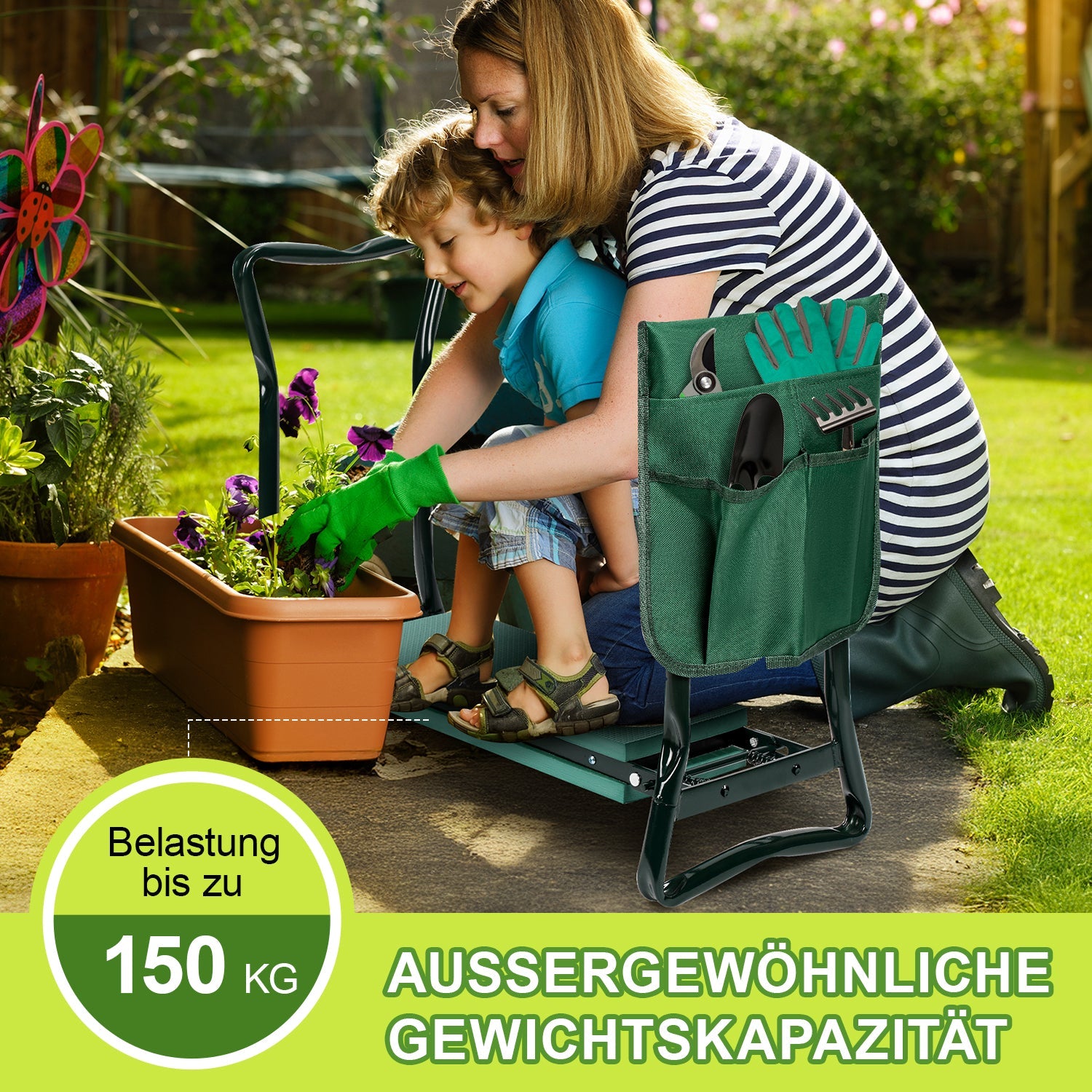 Cosmo Go 2 in 1 Kniebank für Gartenarbeit Gartenhocker mit Eva-Schaumkissen