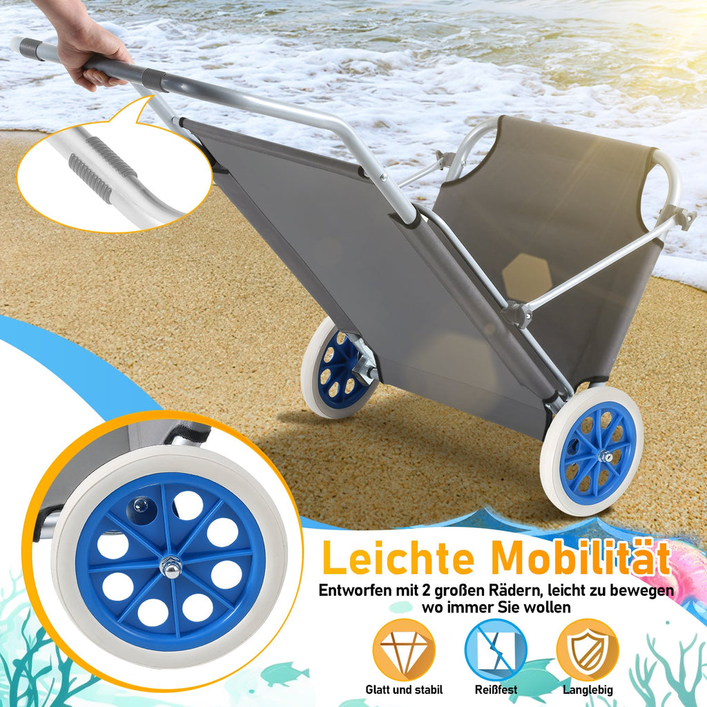 Cosmo Go Sonnenliege klappbar Aluminium mit Rollen und Sonnendach