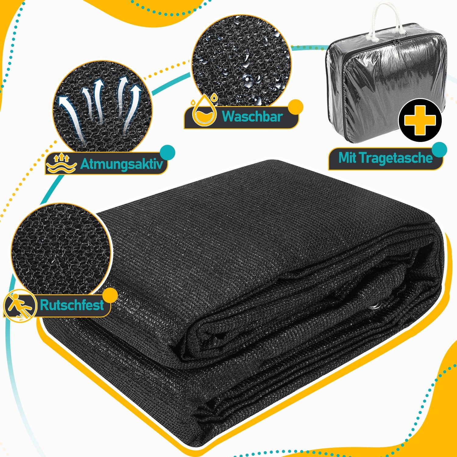 Cosmo Go Campingteppich Vorzeltteppich Schwarz