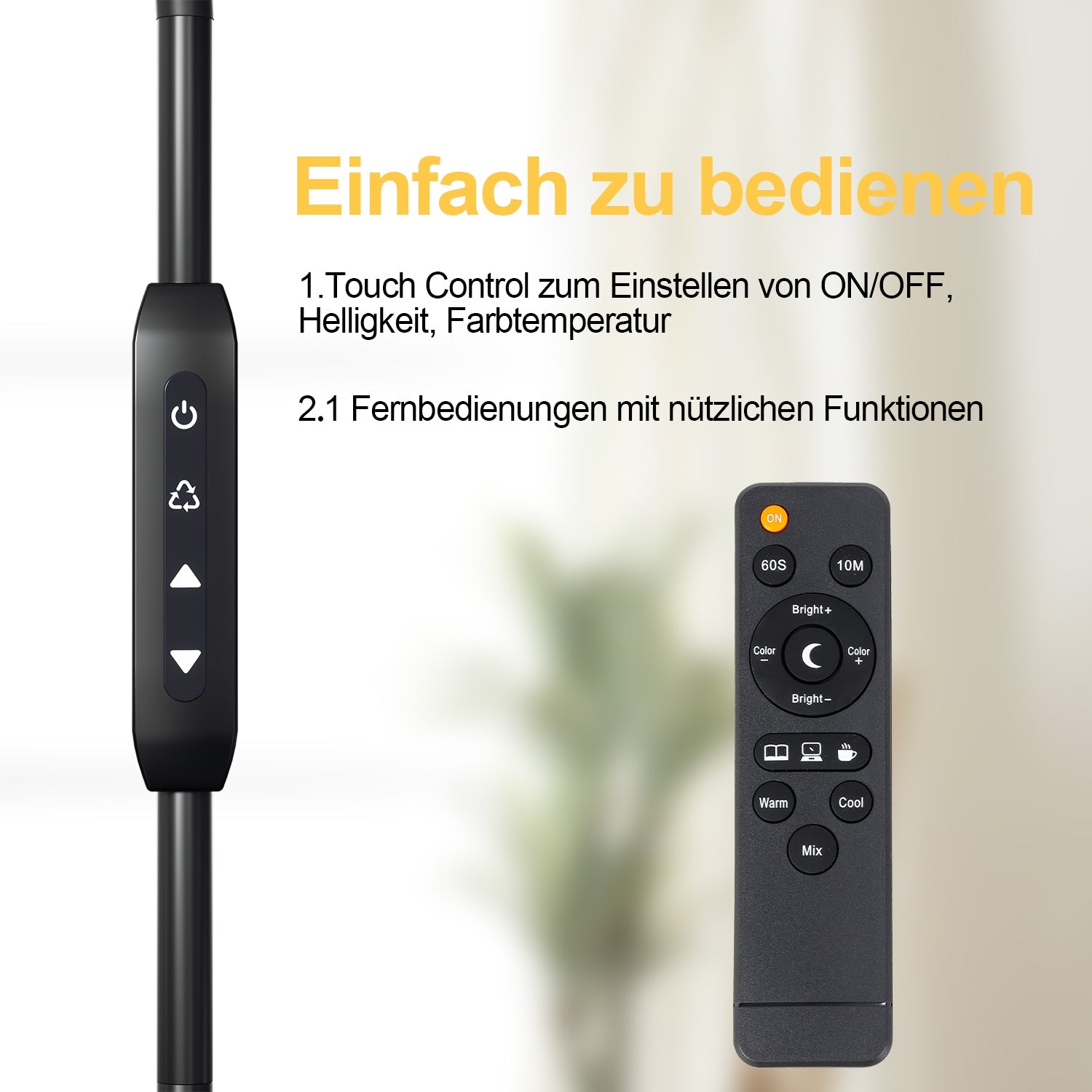 Cosmo Go Dimmbar Stehlampe 9W mit Fernbedienung