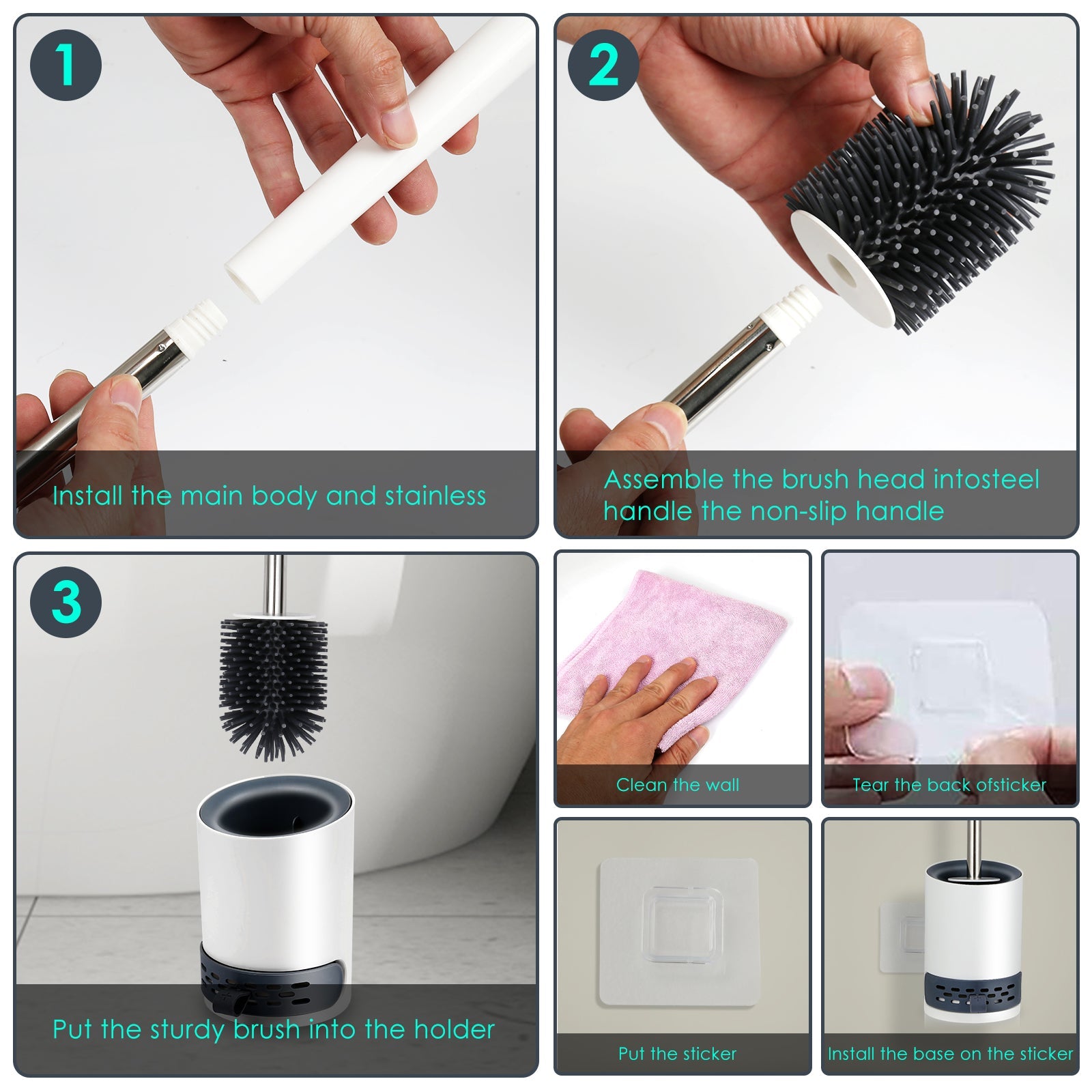 Cosmo Go Silikon Toilettenbürste Steril Edelstahl 2 in 1