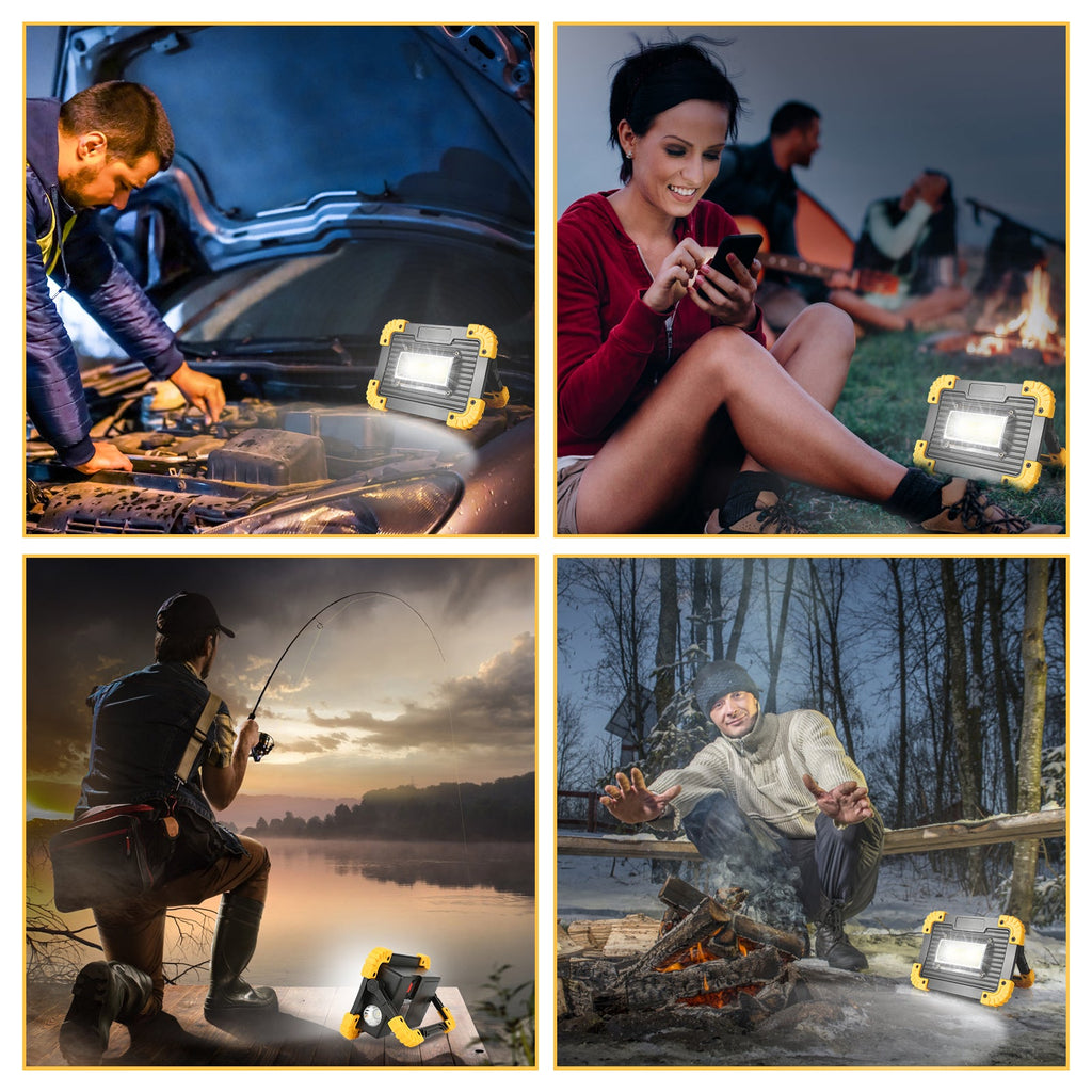 Cosmo Go LED Baustrahler Akku 30W Kaltweiß mit USB Ausgang-Ports