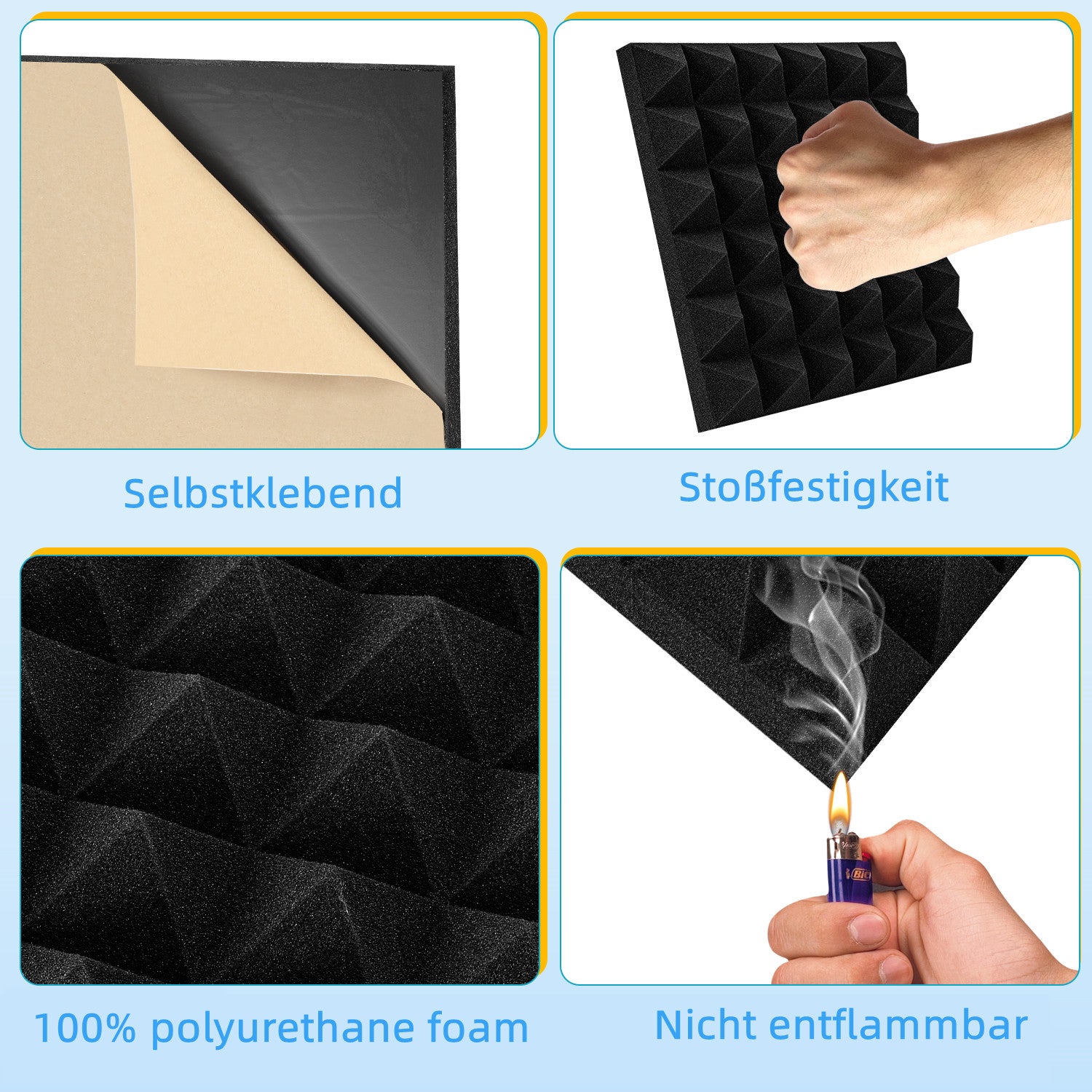 Cosmo Go Akustikschaumstoff Selbstklebend 3D Hochdichte Pyramide
