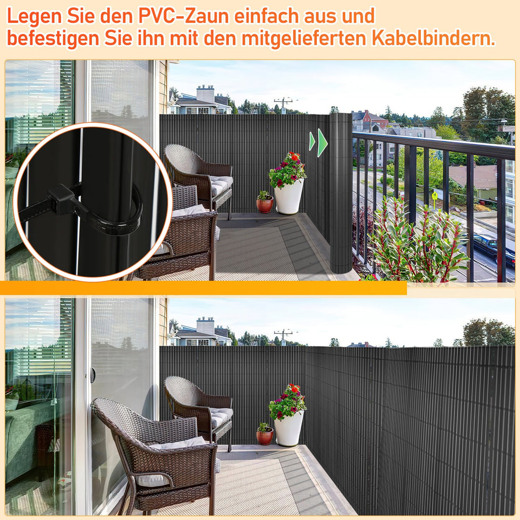 Cosmo Go PVC Sichtschutzmatte mit Kabelbindern W-Struktur Verstärkung