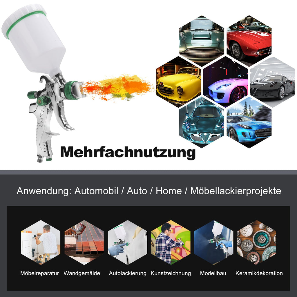 Cosmo Go HVLP Lackierpistole Spritzpistole Set mit Edelstahldüs